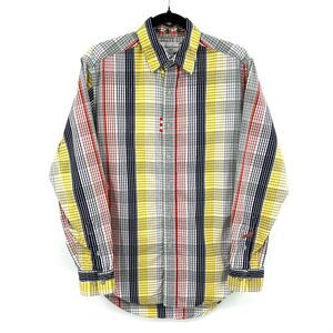 ROBERT GRAHAM Yellow Blue Red Plaid Long Sleeve Button Down Dress Shirt Small